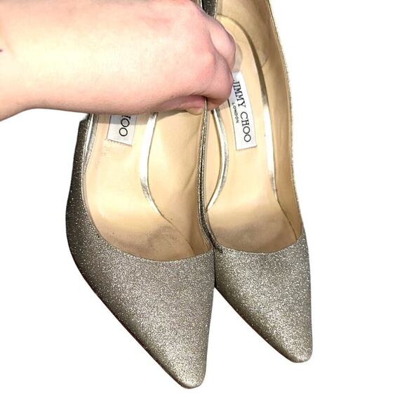 Jimmy Choo Romy 100mm Platinum Ice Dusty Glitter Pointy Toe Pumps Size EU 40 - Picture 6 of 7